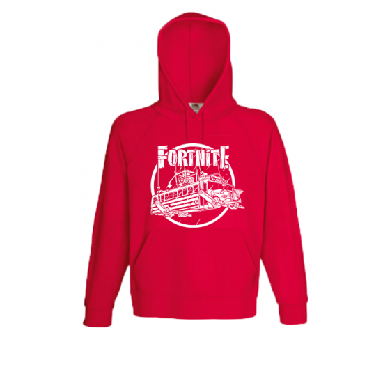 Fortnite Battle Bus White Hooded Sweatshirt with print